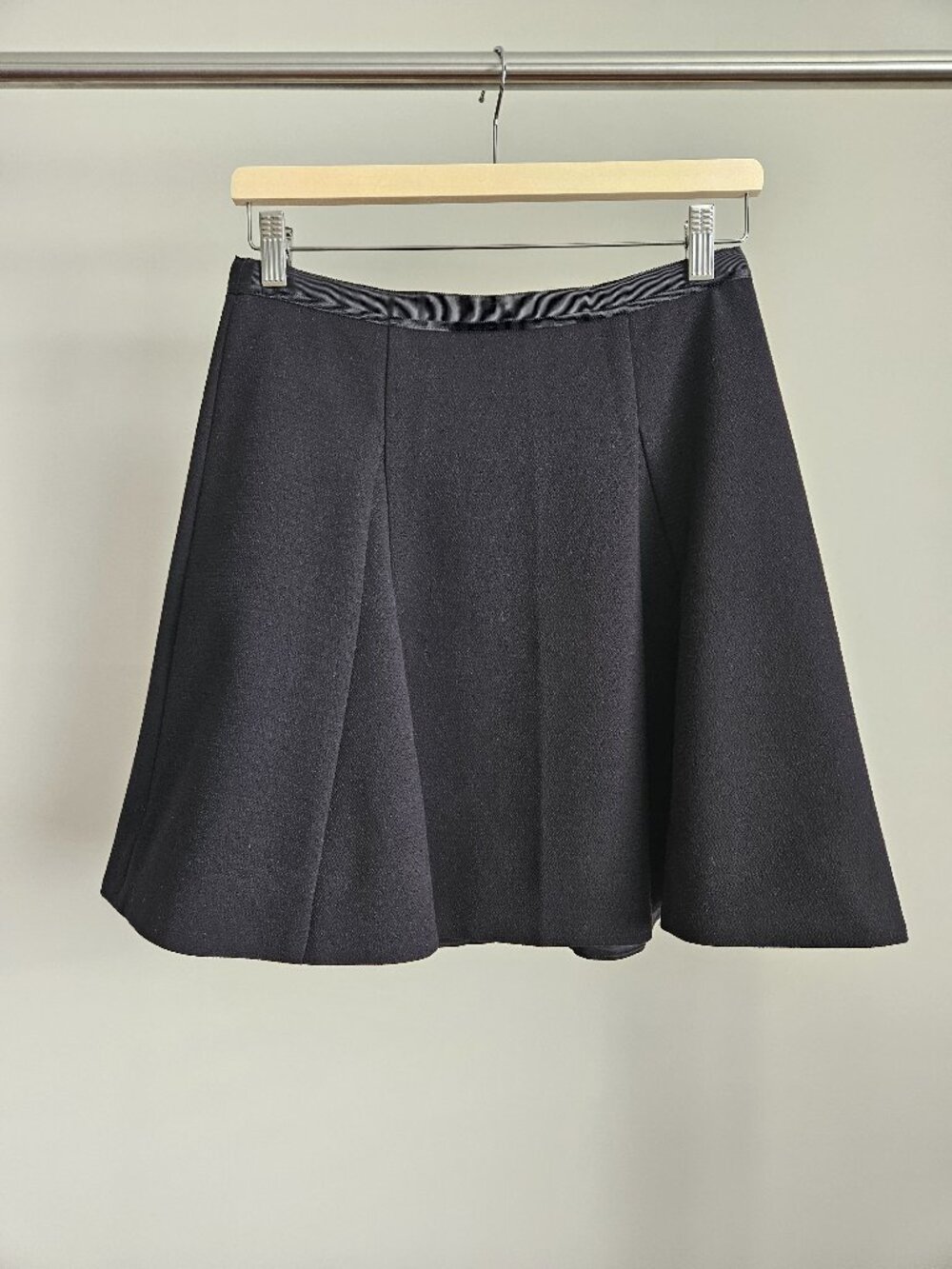 J.Crew Black Textured A-Line Flared Skirt with Grosgrain Trim - Size 2